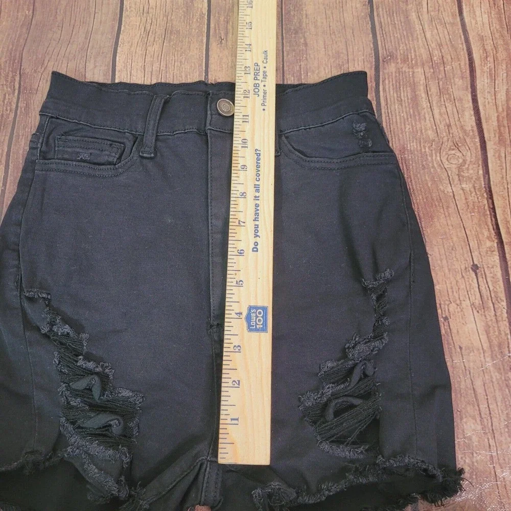 Fashion Nova Girls Shorts Black S Distressed Super High Rise Denim 2